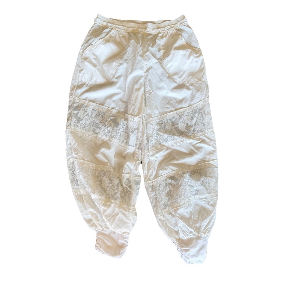 Free People Wild Bloom Pants M NWT White Boho Festival Maximalist Cottage Core